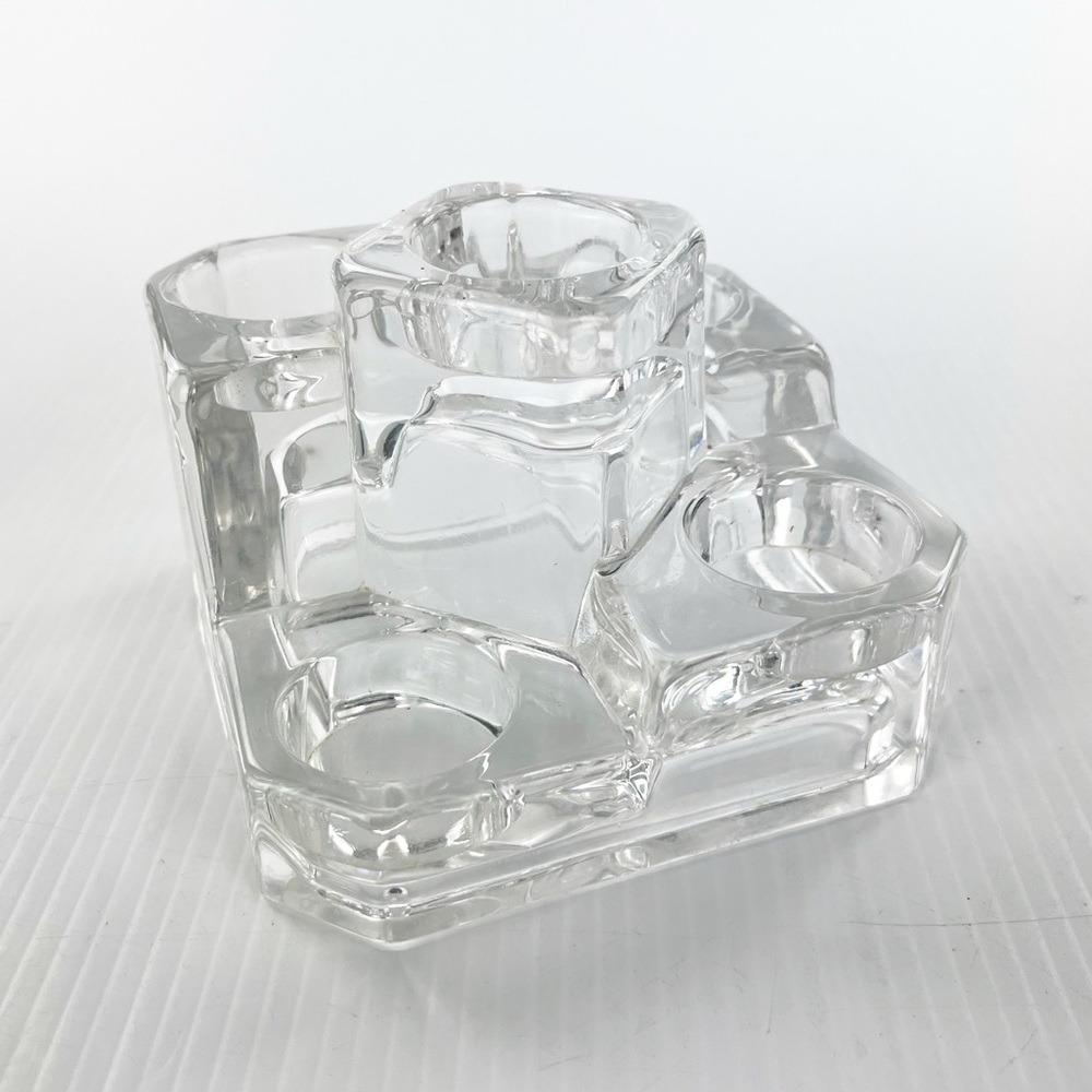 PartyLite Lead Crystal Glass Block Candle Tea Light Votive Holder Castle - Picture 2 of 7